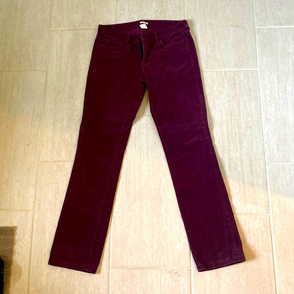 Burgundy, J Crew Matchstick Corduroy pants, barely worn, Women’s 29 Regular
